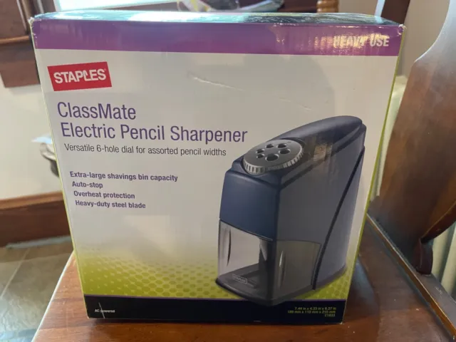 BRAND NEW Staples ClassMate 6-Hole Electric Pencil Sharpener Blue 21833 L@@K!