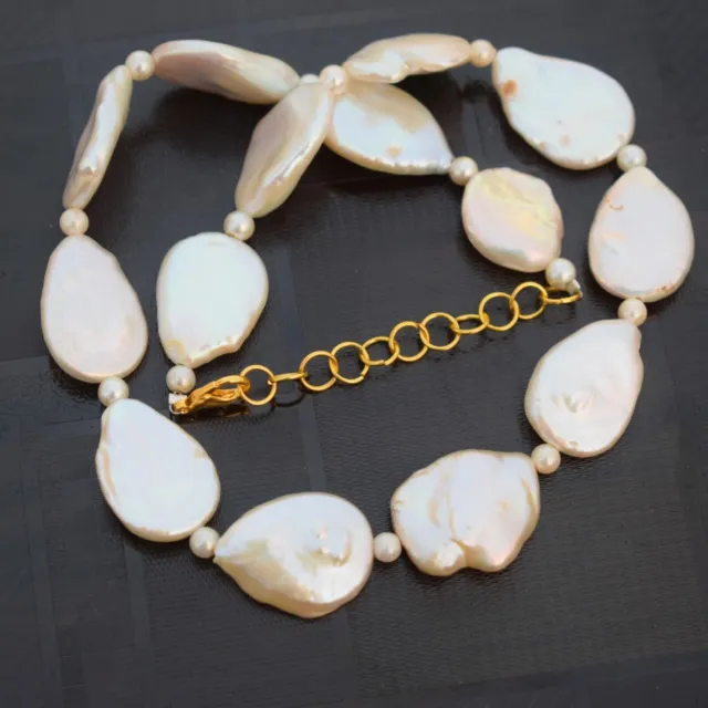 Collier de perles AAA + perle blanche d'eau douce naturelle pierre...