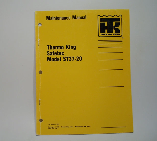 THERMO KING SAFETEC ST3720 Heater Maintenance Manual Troubleshooting