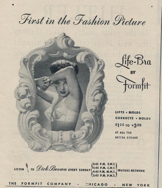 Magazine Ad - 1945 - Formfit Bra's - World War 2  - Life-Bra