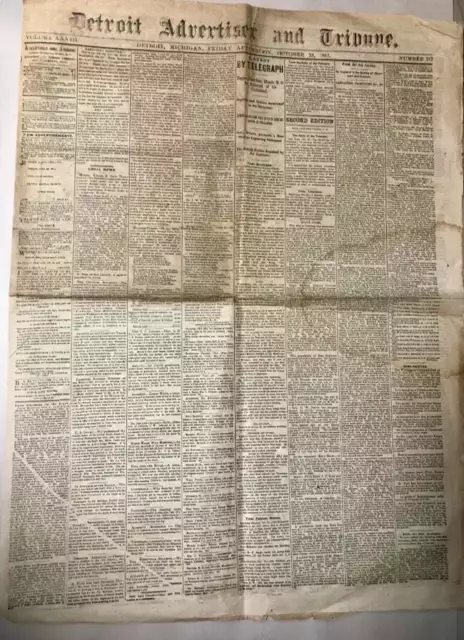 Civil War Era Newspaper Detroit Advertiser and Tribune October 23 1863