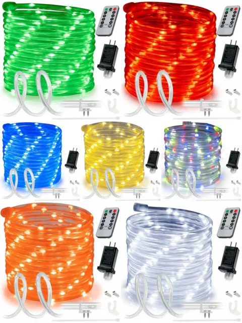 8-Mode LED Rope Light Outdoor Waterproof Lighting 10' 20' 25' 50' 100' 150' ft