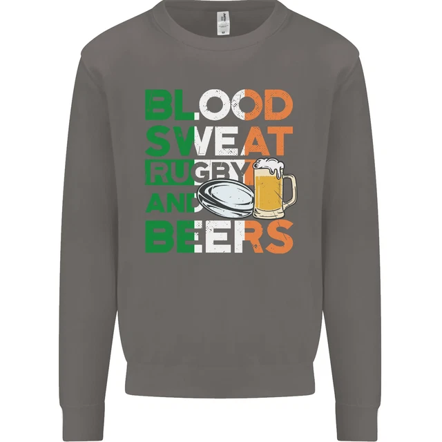 Felpa Blood Sweat Rugby and Beers Ireland Divertente Uomo Maglione 3