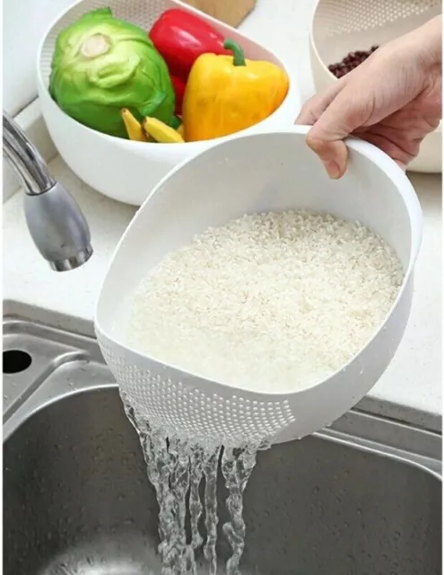 Filter Strainer Drainer Colander Rice Washing Drain Basket Fruit Vegetable Sieve