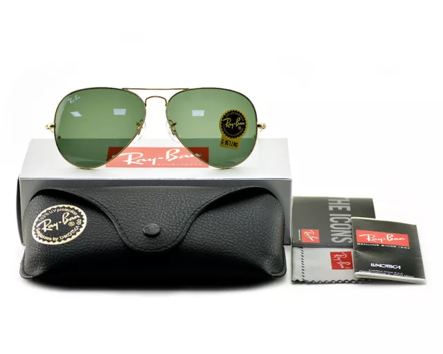 Ray-Ban Sunglasses RB3025 Aviator Classic Gold Frame Green Lenses 58mm Unisex