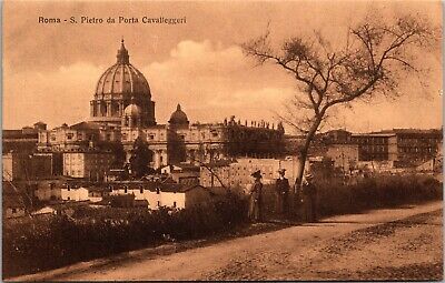 Vtg Roma S. Pietro da Porta Cavalleggeri Rome Italy 1910s Old View Postcard