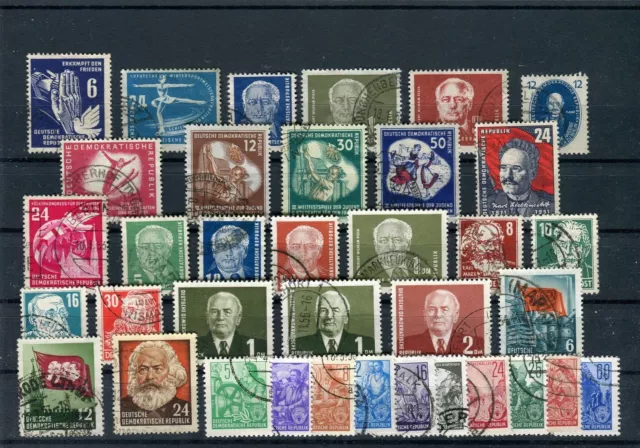 DDR gestempeltes Lot 1950er Jahre auf zwei Steckkarten - b5448