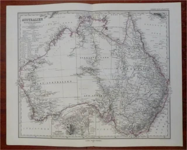 Australia Queensland New South Wales Sydney Port Jackson 1875 Petermann map