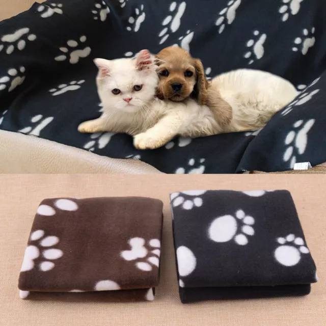 Winter Dog Cat Bed Mat Pet Cushion Blanket Warm Paw Print Puppy Cat Fleece Pads