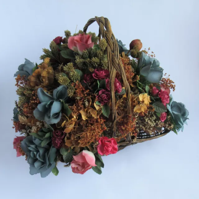 Large Flower Basket Arrangement - Dried & Artificial (Rose Silk Decorative)