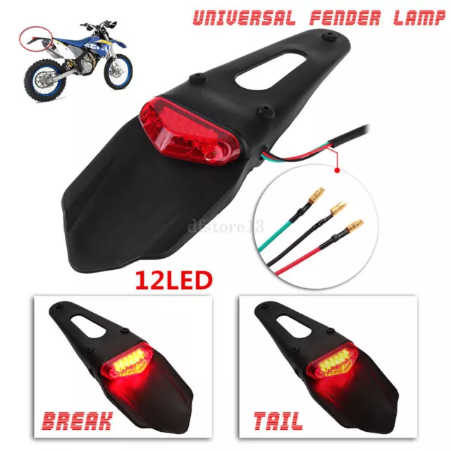 moto universel LED Feu arrière Garde-Boue ENDURO stop lampe pour sauf haut