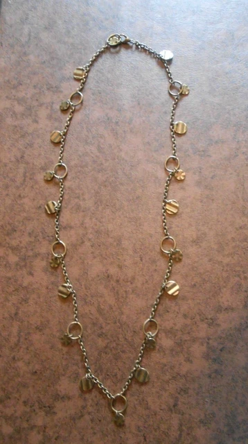 Rippled Bronze Disks In Circles Chain Necklace 42 Inches Long Bohemian Style