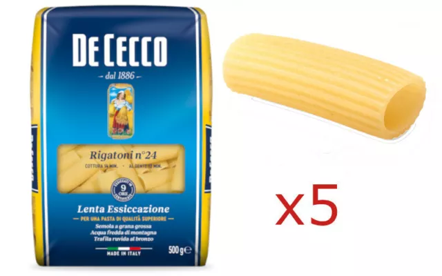 Pasta DE CECCO RIGATONI Teigwaren aus Hartweizengriess 5 Stück 500 gr