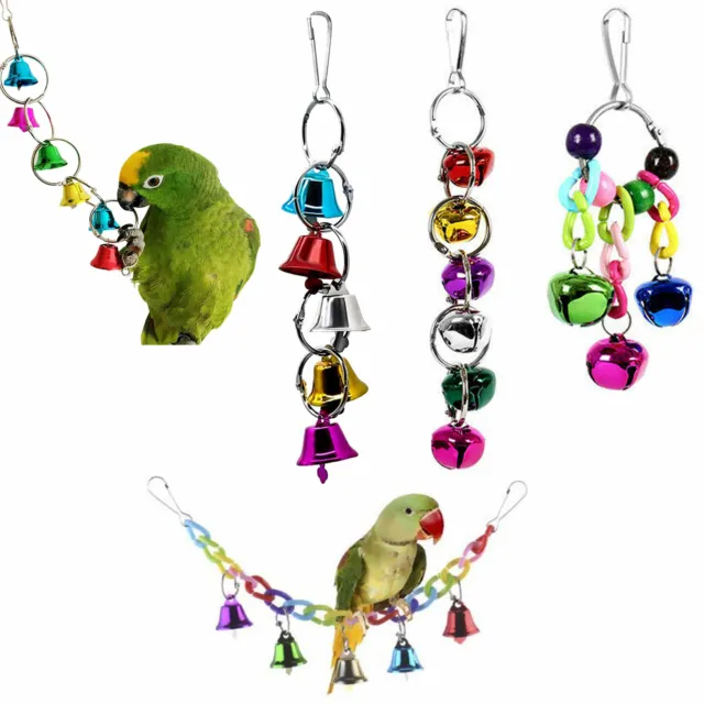 2 Pc Bird Bells Cage Accessories Hanging Swing Pet Parrot Chew Toys Colorful