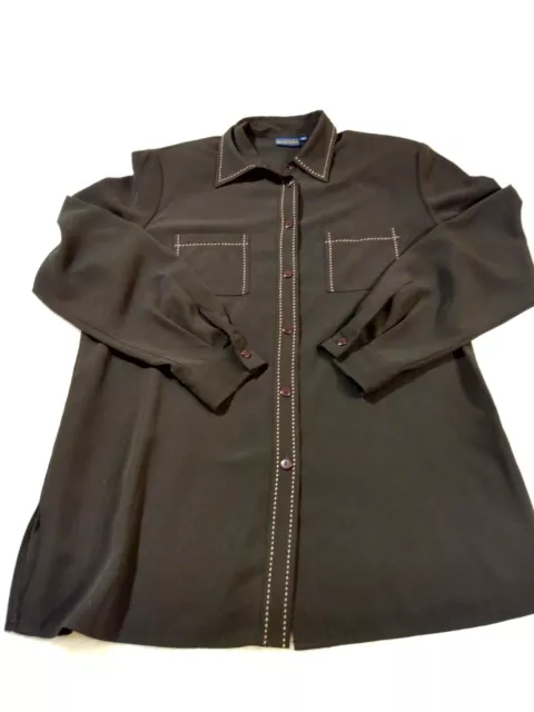 Vtg biaggini 42 Mens XXL rare 80s Viscose button up Black with gold thread shirt
