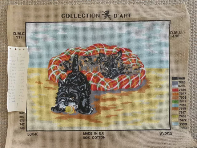 Collection d'Art. Unworked Tapestry Canvas of Scotty Dogs