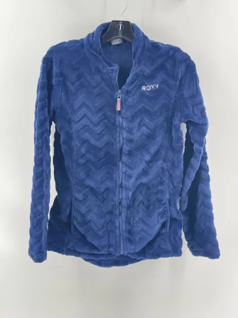 ROXY Youth Kids Blue Plush Full Zip Sweatshirt Jacket Size 16/XXL 2