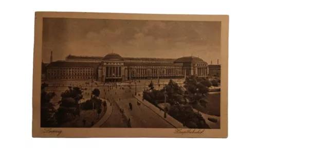 Leipzig Hauptbahnhof Bahnhof AK 1924 Bahnpost Berlin Würzburg