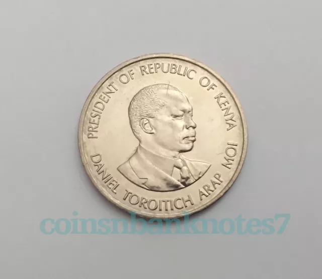 1989 Kenya 1 Shilling Coin, KM #20 Uncirculated / President