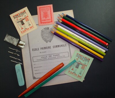LOT TR3 ECOLE SCOLAIRE ANCIEN ECOLIER CAHIER TRAVAIL PORTE PLUME BON POINT GOMME 