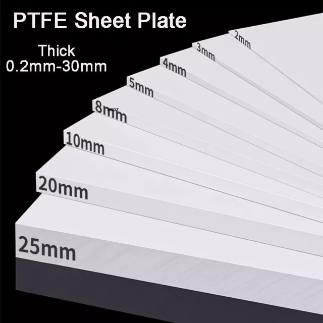 White PTFE Sheet Plate Hard Plastic Panel High Temperature Thick 0.2mm-30mm DIY