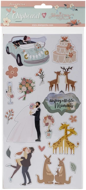 Paquete de 3 aglomerados adhesivos Stamperia 6""X12"" - sujetos de boda, historia de amor - DFLCB13