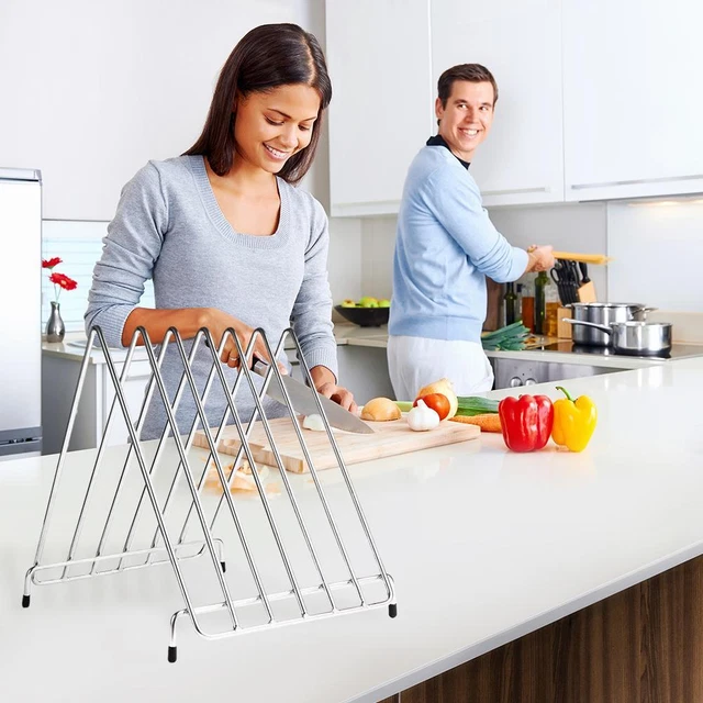 Support De Rangement Pour Planches à Découper Et Couvercles De Casseroles - 5 Compartiments, En Acier, Gain De Place Cuisine