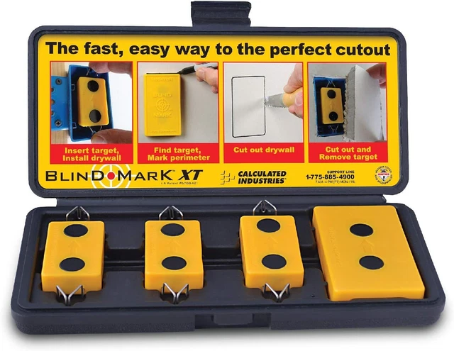 Calculated Industries 8105 Blind Mark Drywall Electrical Box 3 Targets + Case