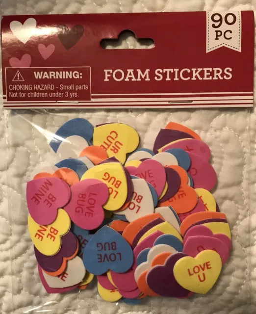 Foam Stickers Conversation Hearts Confetti Valentine Pastel Bowl Fillers