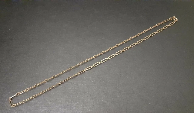 Collier Sautoir Ancien En Maille Fixe Plaqué Or - Longueur 50,5 Cm - Occasion (état Conforme Aux Photos)