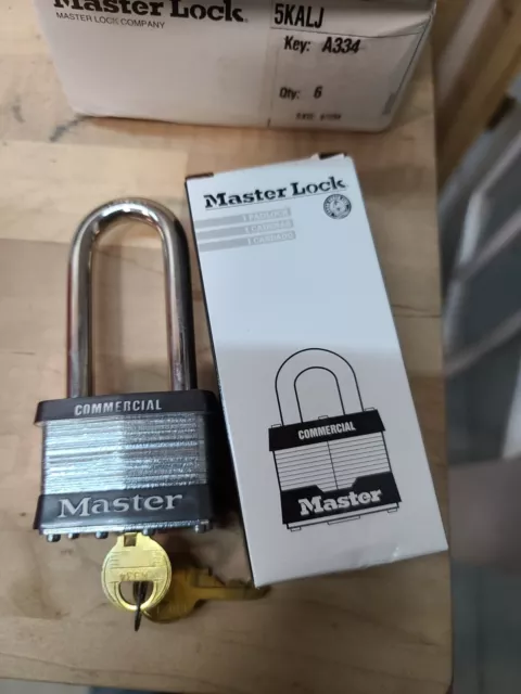 Master Lock 5Kalj Padlock, Keyed Alike, Long Shackle, Rectangular Steel Body,