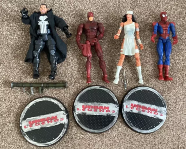 Marvel Urban Legends Toybiz Spiderman Punisher Daredevil Elektra Set