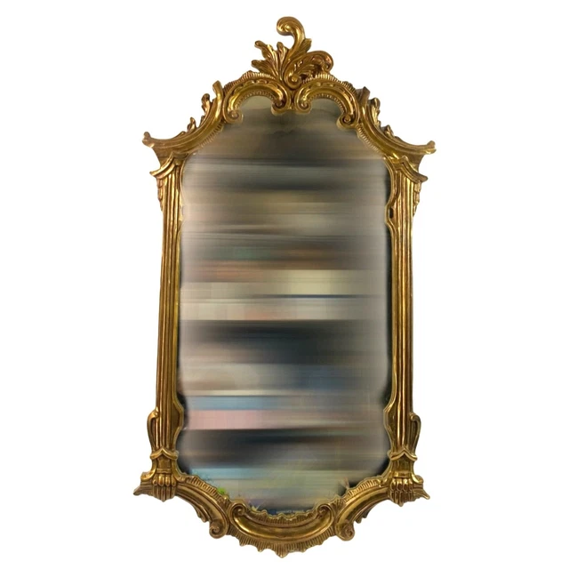 Vintage Susan Rhodes Hollywood Regency Gold Wall Mirror Large 21.5x45 Ornate