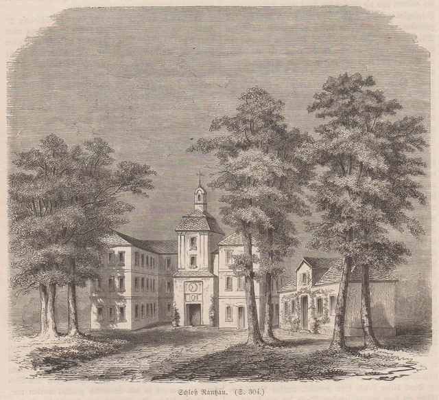 Plön Castillo Rantzau Original Grabado en Madera 1865