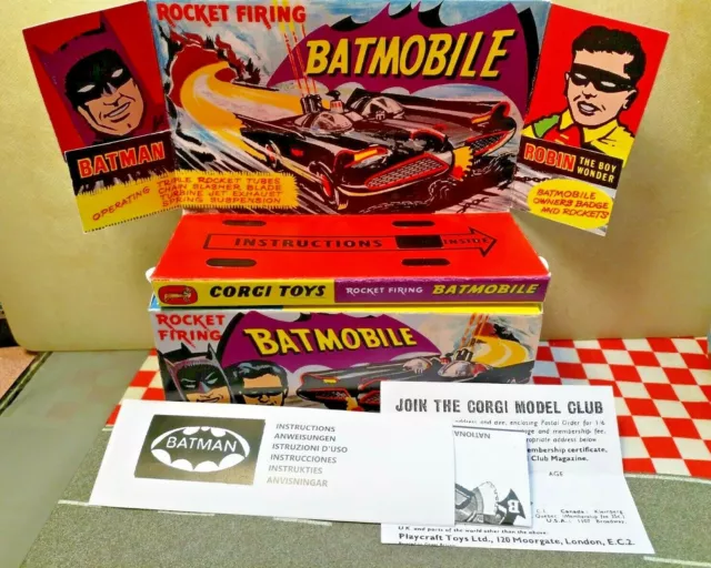 Corgi Toys Batman &Robin Batmobile 267 EMPTY REPRO Box+Inner Stand NO CAR