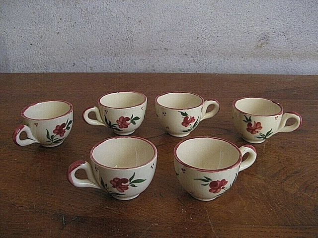 "166.10"     6 Mini Bols A Liqueur En Faience Pour Decorer Un Tonneau