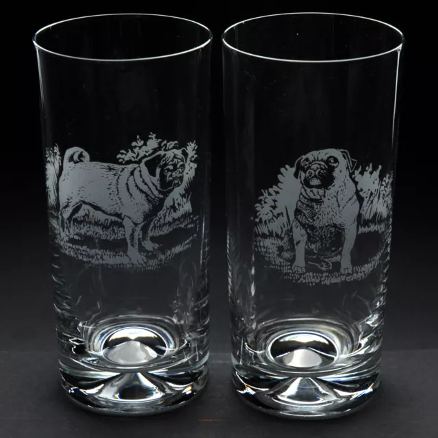 Pug | Dog Highball Glass | Engraved | Pair or Single