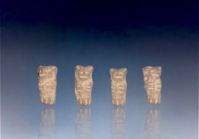 4 cuentas/colgantes de efigie fetiche de piedra taína nativa precolombina tallada 2