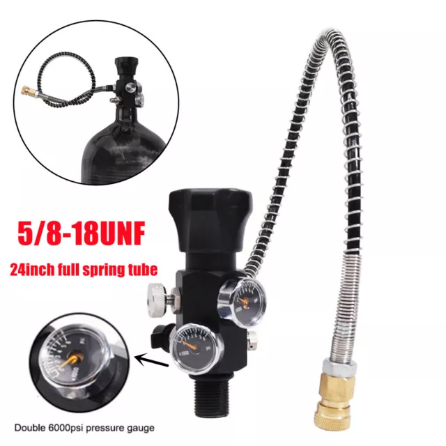 5/8-18UNF Dual Charging Valve PCP Tank Gauge Air Filling Station Refill Adapter