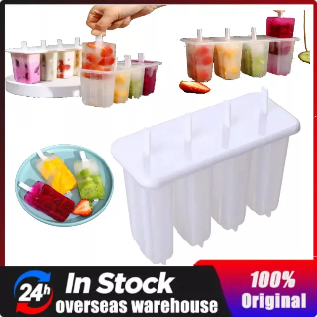 4 Cell Frozen ICE CREAM DIY POP MOLD POPSICLE MAKER LOLLY MOULD TRAY PAN KITCHEN