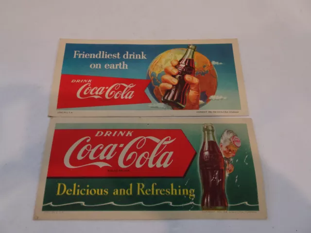 Pair of Coke or Coca Cola Ink Blotters 1956 & 1951 Good condition