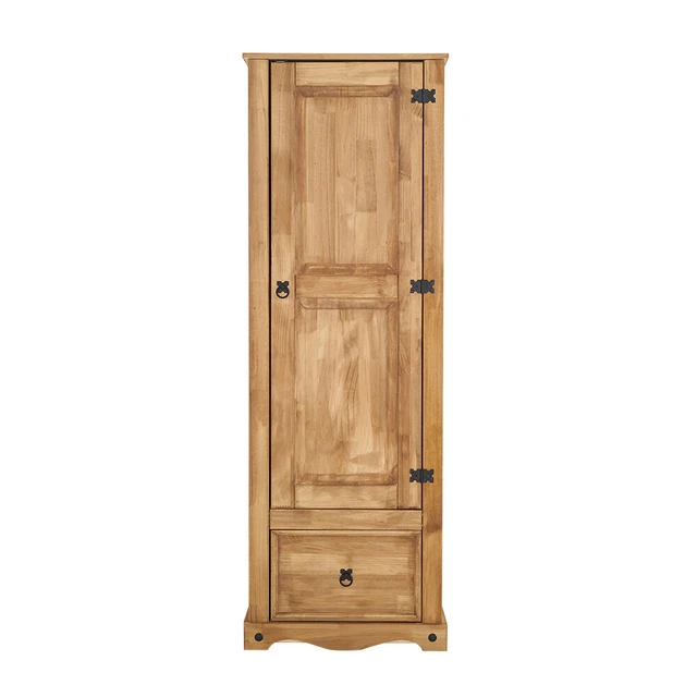 Corona 1 Door Single Wardrobe 1 Drawer Storage Mexican Pine Bedroom Furniture