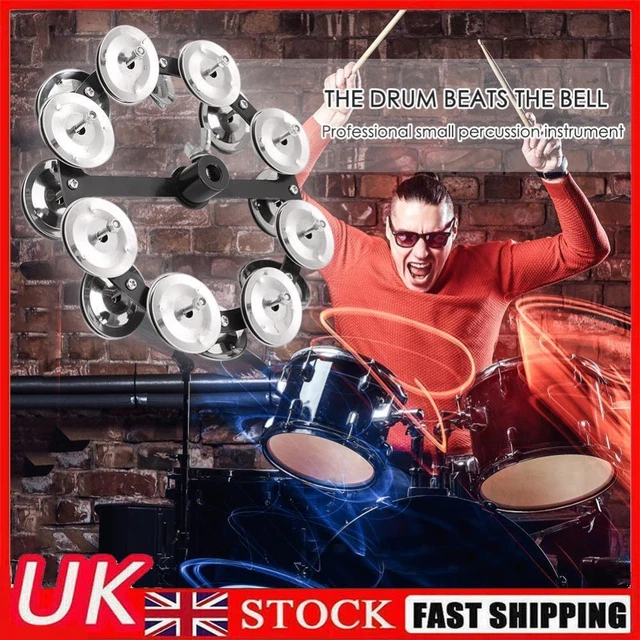 Drum Cymbals Hi Hat Tambourine Steel Bells with Row Jingles Portable Instrument
