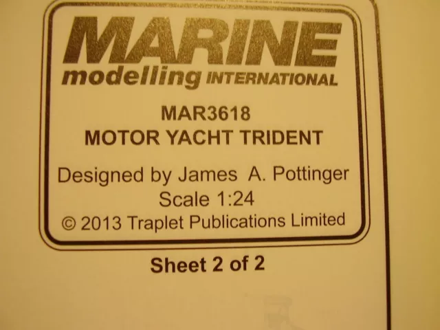 Original Model Boat Plan Motor Yacht Trident Scale 1:24 2013  Free Uk Post