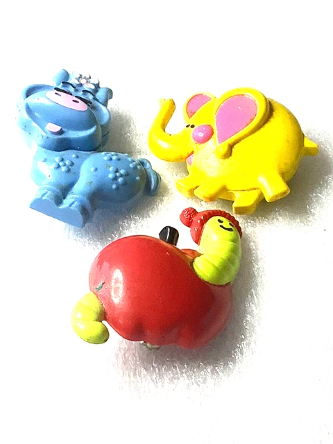 1974 INCH WORM ELEPHANT & MOO COW GLACΓ PINS Vintage GRAB BAG Lot of 3 NOS NICE 1974 INCH WORM ELEPHANT & MOO COW GLACΓ PINS Vintage GRAB BAG Lot of 3 NOS NICE