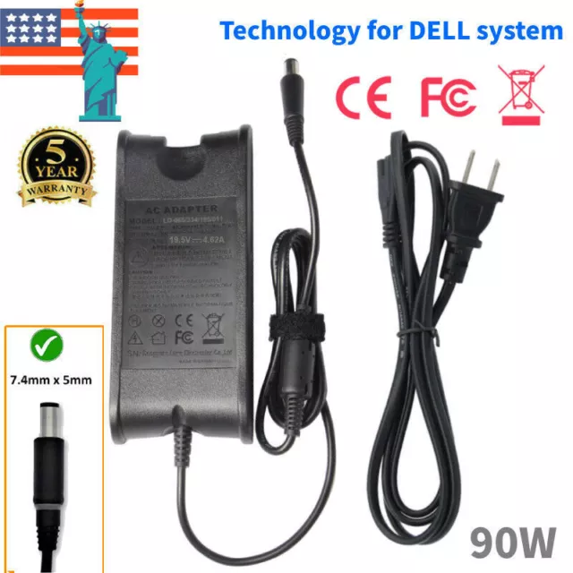 For Dell 90W 90 Watt AC Adapter Power Supply Charger PA-10 Family W/Cable Cord