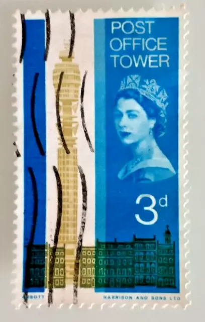 BRITISH POST OFFICE TOWER 3d STAMP  COMMEMORATING OPENING IN 1965