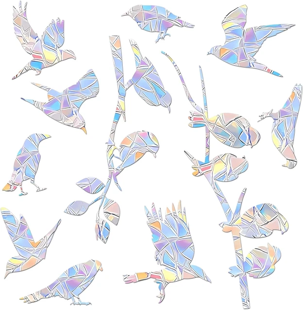 Fensteraufkleber Gegen Vogelschlag – 12 Stück, Regenbogen-Prismen, Statisch Haftend, Wiederverwendbar