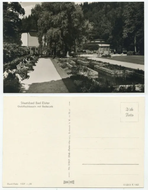 39334 - Bad Elster - goldfish pool with bathing café - real photo - old postcard