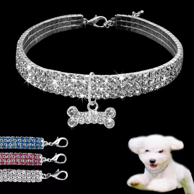 Collares para perros Cristal Collar de perro para perros pequeños medianos Azul